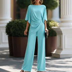 Gabriela | Conjunto de Blusa Drapeada y Pantalón Ancho